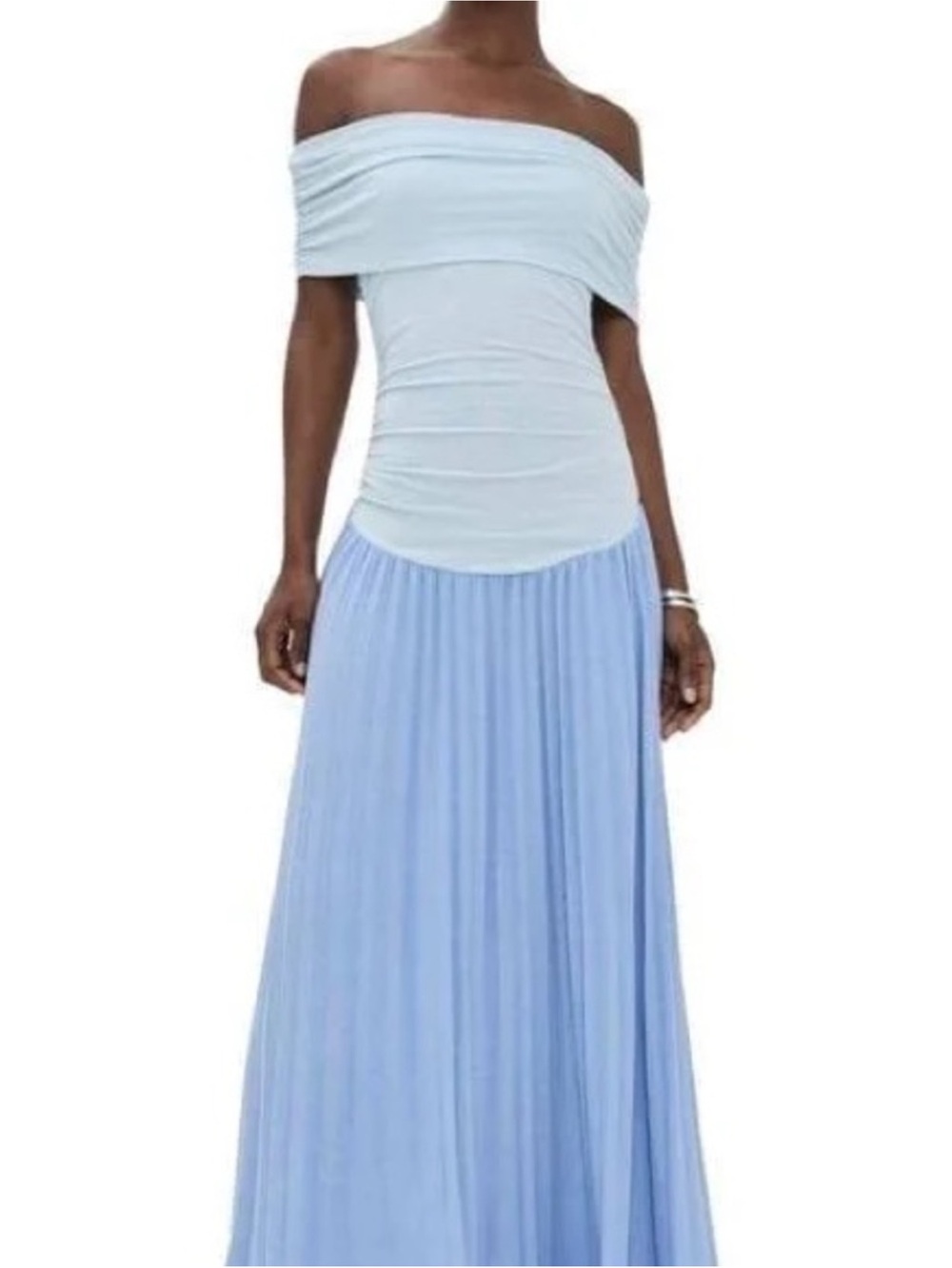 Lioness Light Blue Off-Shoulder Maxi Dress - two tone